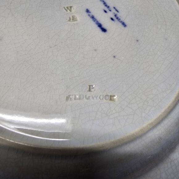 Wedgewood Flow Blue Turkey Plate 8.75" Antique Deep Blue Transferware England - Picture 8 of 12